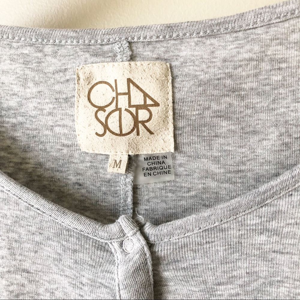 Chaser Ruffle Cuff Grey Henley • Medium - Picture 4 of 7
